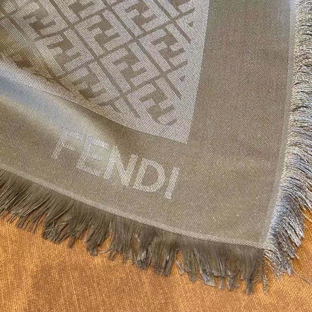 Fendi Unisex FF Shawl Dove Gray Lurex - image 7