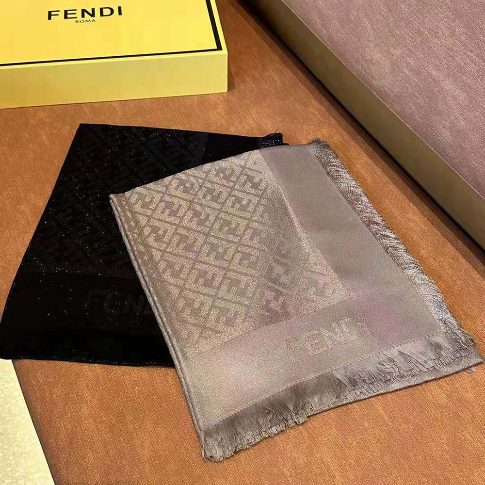 Fendi Unisex FF Shawl Black Lurex - image 10