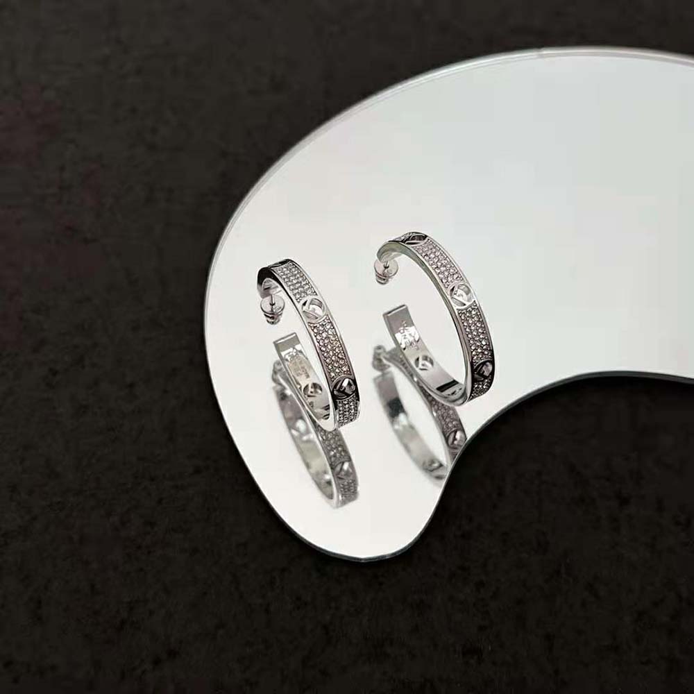 Side view of Fendi Women F Is Fendi Earrings Silver-coloured with push-back closure
