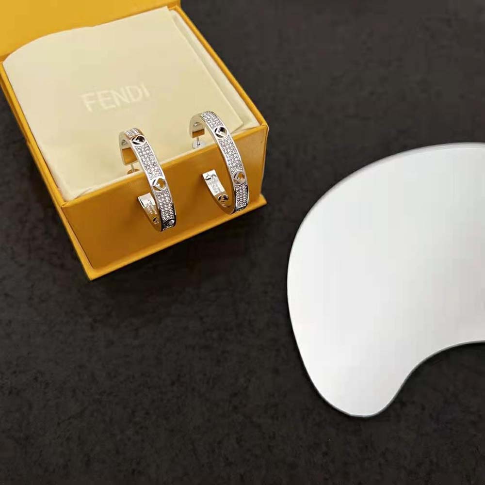 Fendi Women F Is Fendi Earrings Silver-coloured styled with elegant outfit