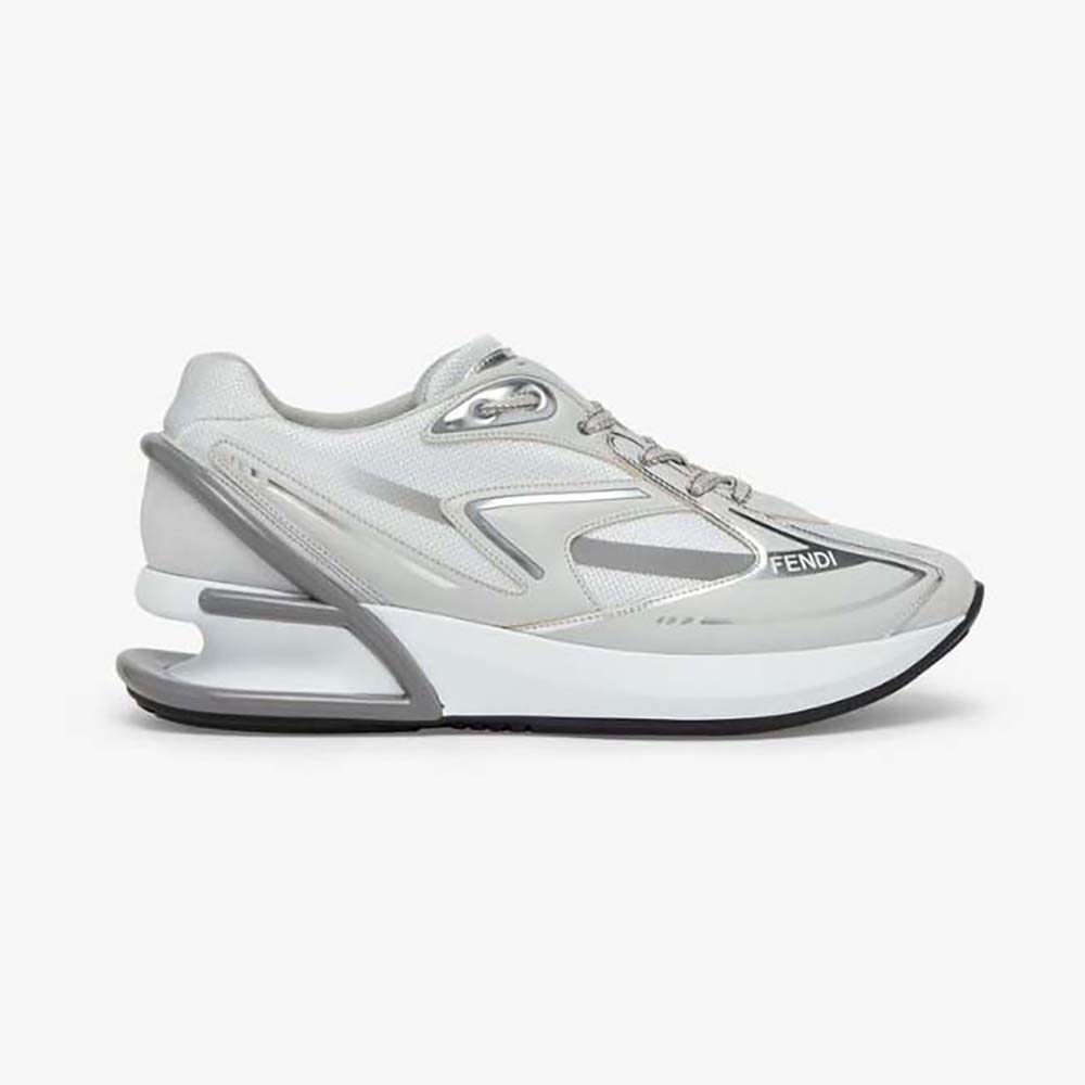 Side view of Fendi Women First 1 Gray Fabric Trainers showing silhouette