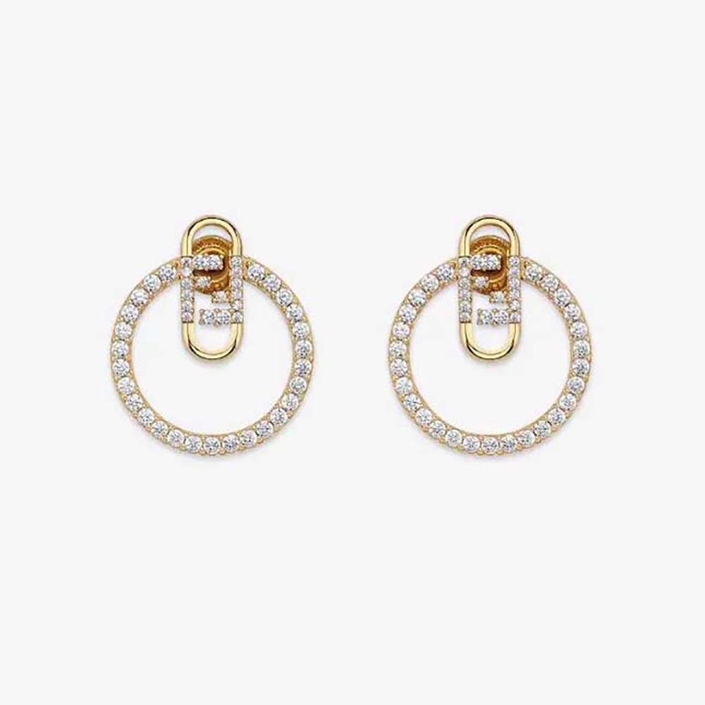 Front view of Fendi Women Hoop Earrings with O’Lock Motif in gold
