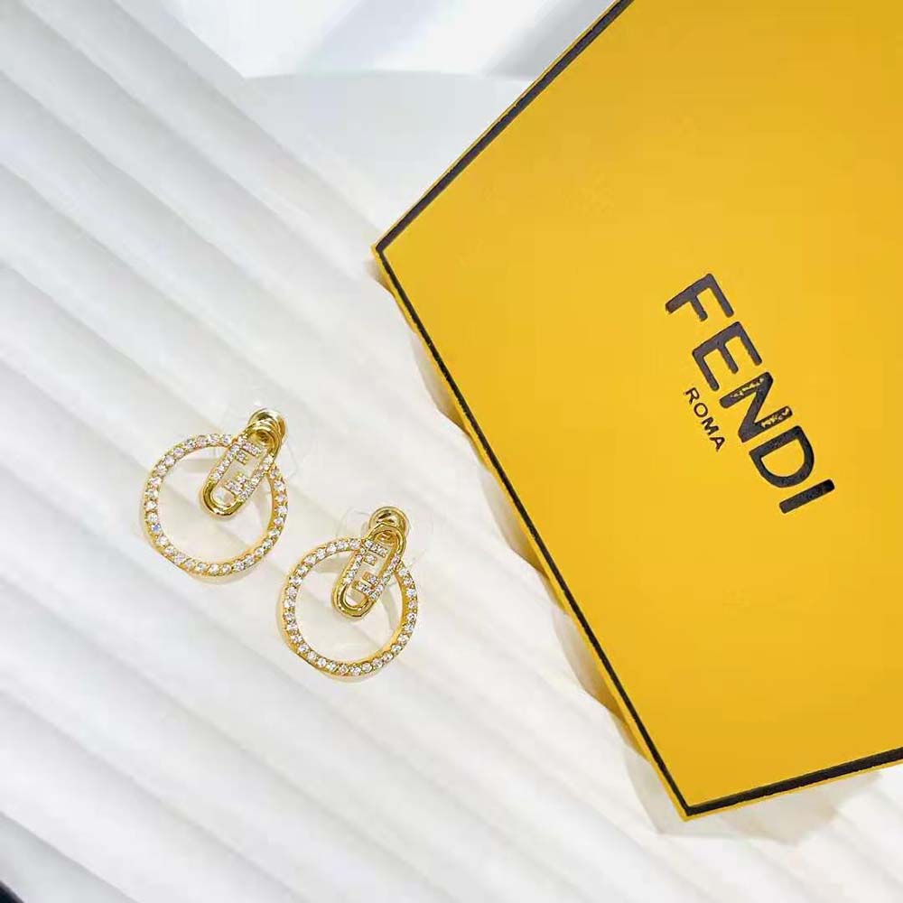 Side angle showing clasp detail on Fendi Women Hoop Earrings