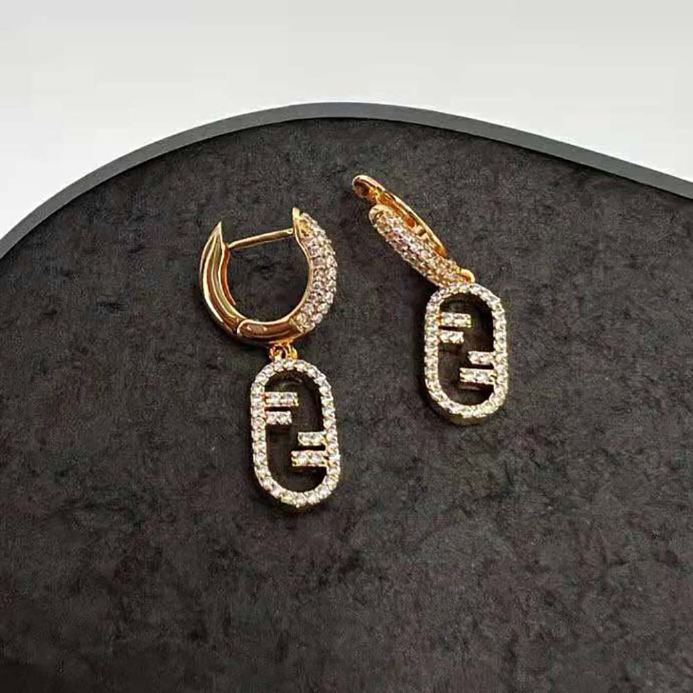 Fendi Women Hoop Earrings with Fendi O’Lock Pendant - image 4