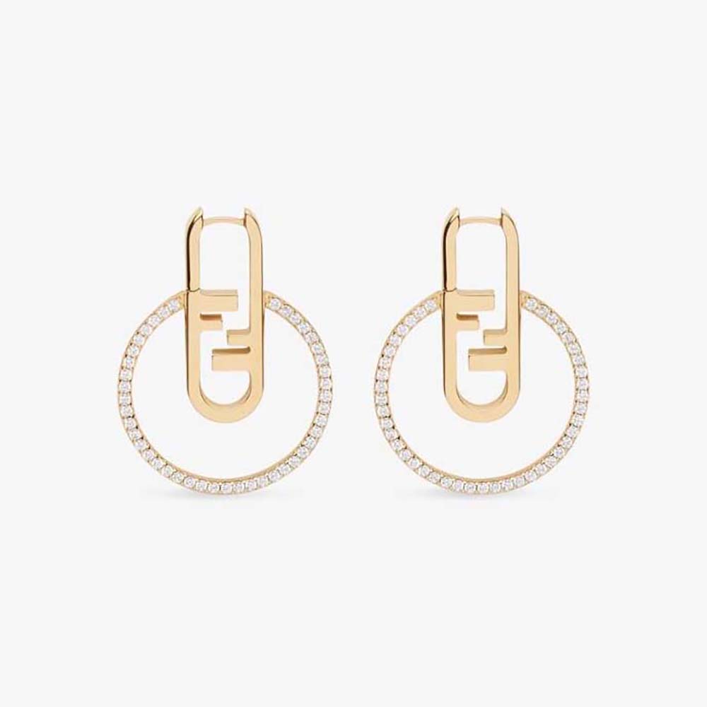 Front view of Fendi Women O’Lock Earrings Gold-coloured showing lock detail
