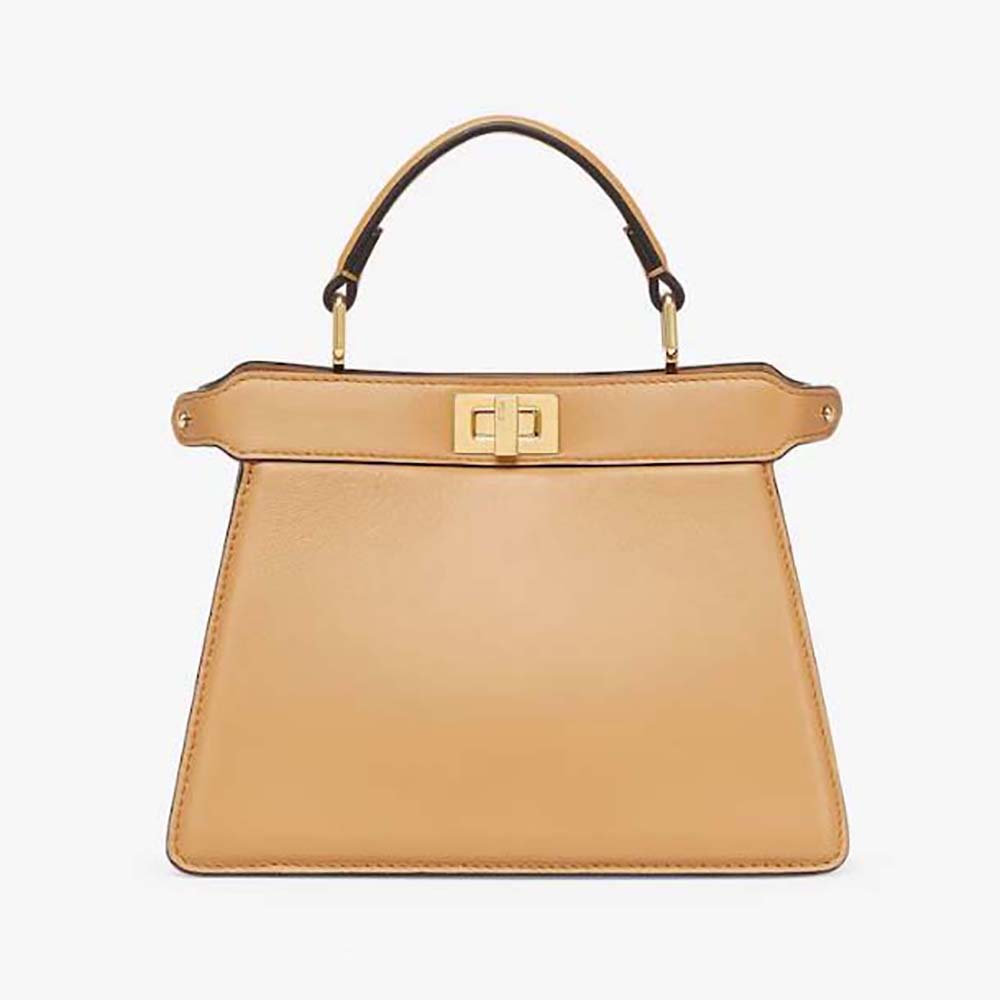 Front view of Fendi Women Peekaboo ISeeU Petite Beige Padded Nappa Leather Bag