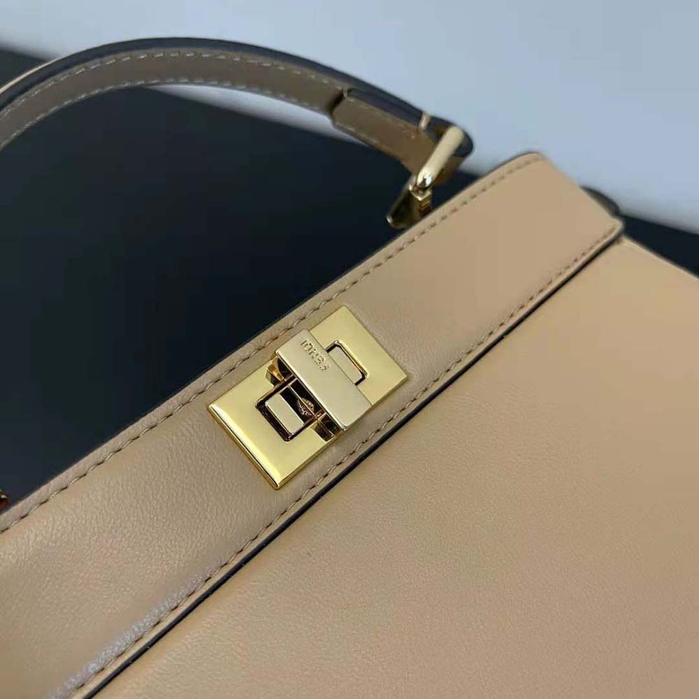 Fendi Women Peekaboo ISeeU Petite Beige Padded Nappa Leather Bag - image 9