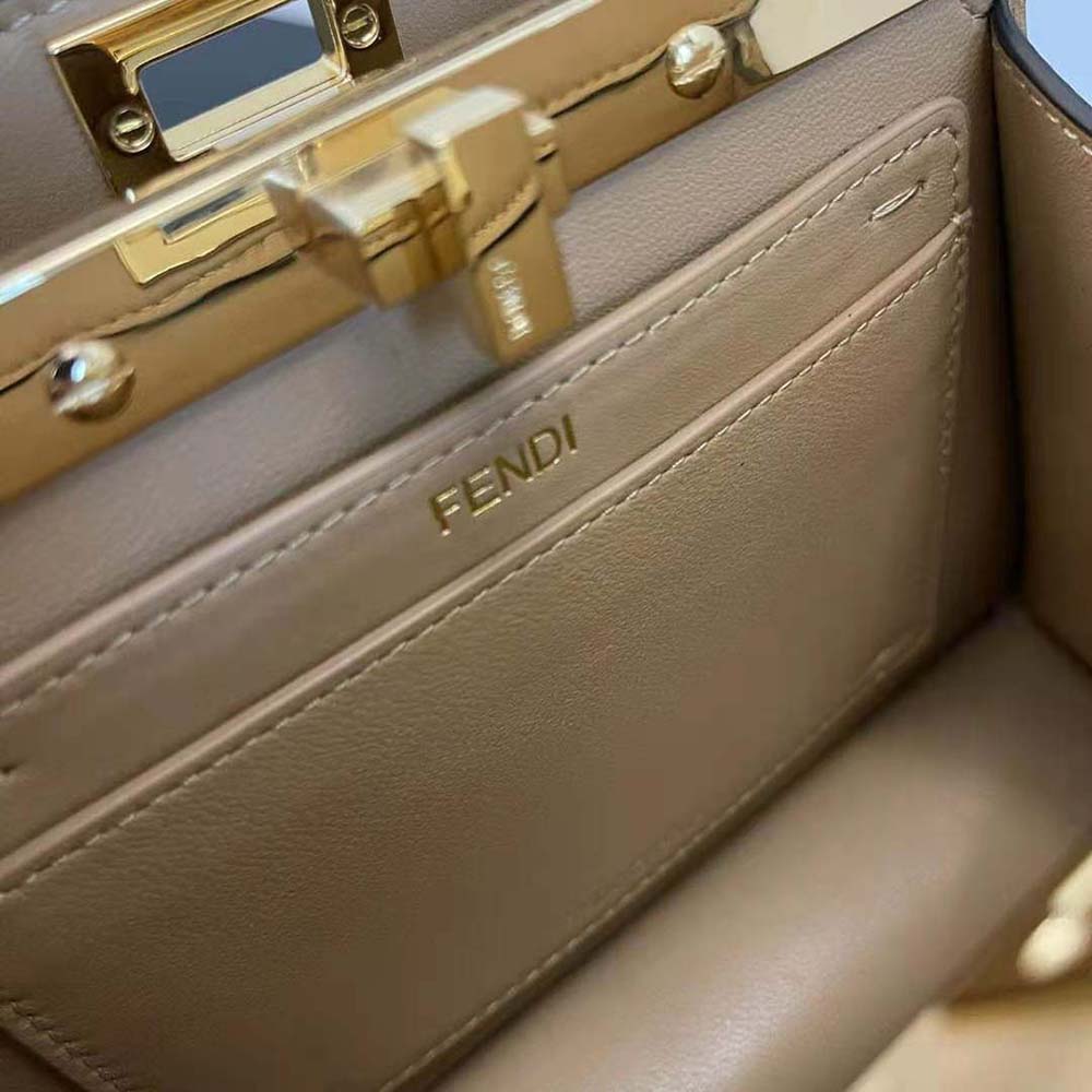 Fendi Women Peekaboo ISeeU Petite Beige Padded Nappa Leather Bag - image 7