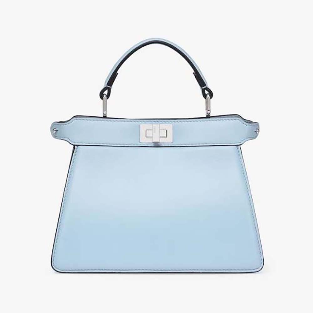 Front view of Fendi Women Peekaboo ISeeU Petite Light Blue Padded Nappa Leather Bag