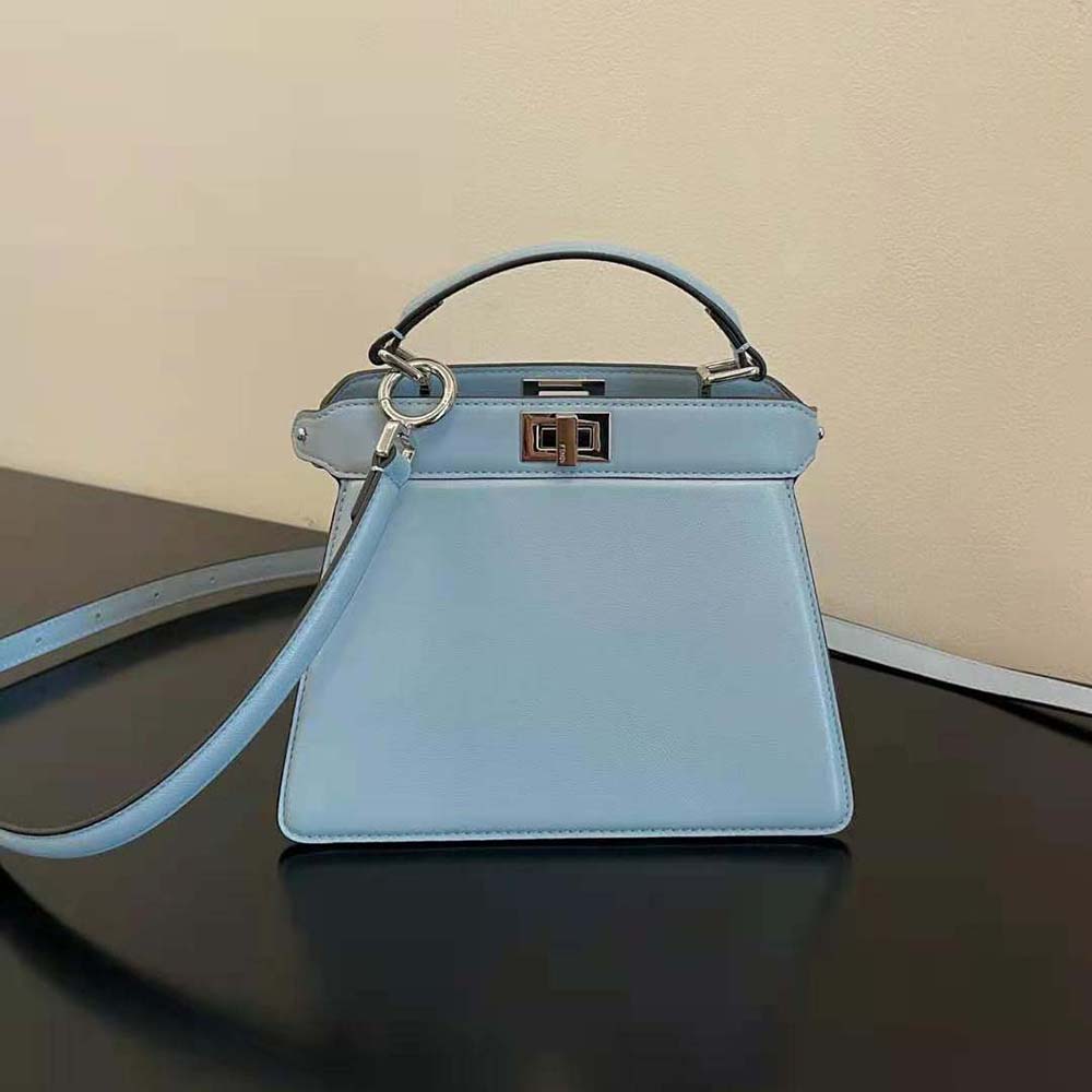 Side profile showing padded texture on Fendi Women Peekaboo ISeeU Petite bag