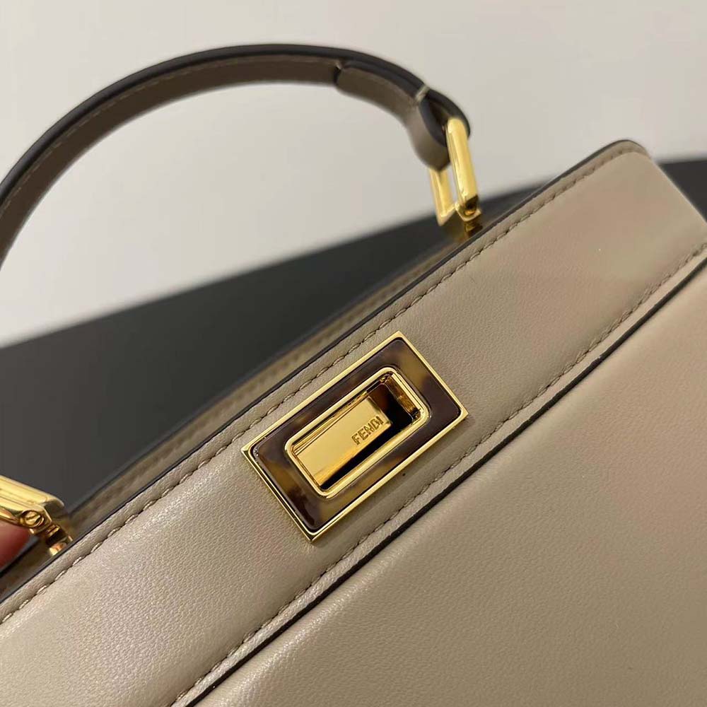 Fendi Women Peekaboo ISeeU Petite Light Gray Padded Nappa Leather Bag - image 7