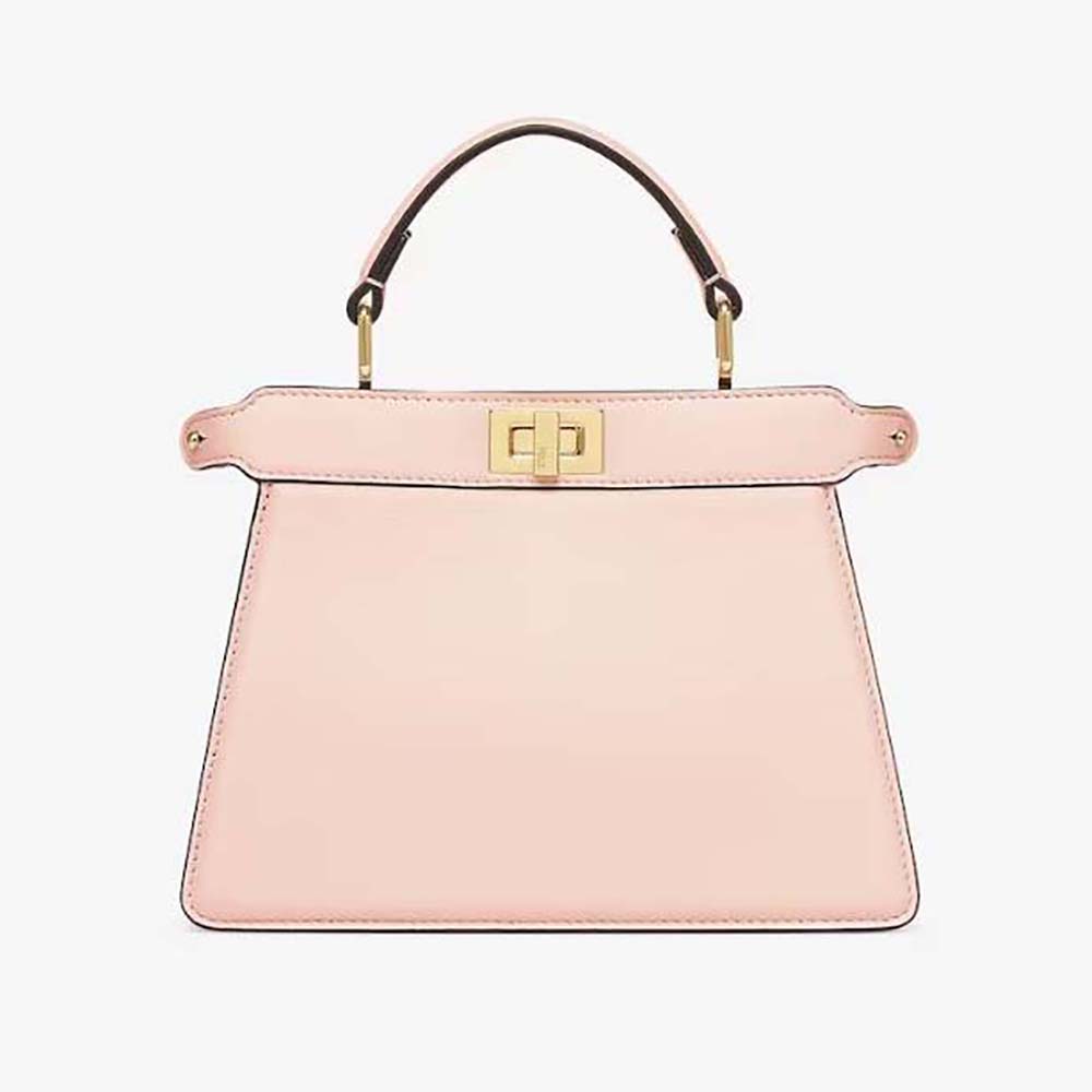 Front view of Fendi Women Peekaboo ISeeU Petite Pink Padded Nappa Leather Bag