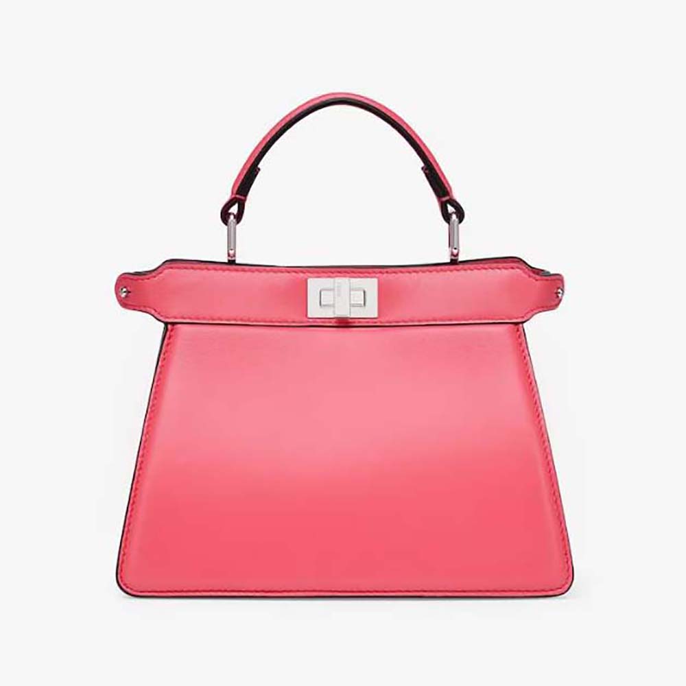 Fendi Women Peekaboo ISeeU Petite Rose bag front view with gold hardware
