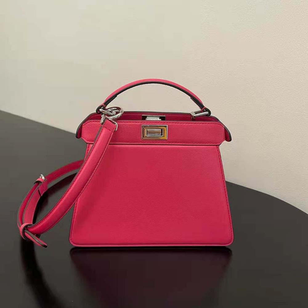 Side angle showing compact silhouette of Fendi Women Peekaboo ISeeU bag