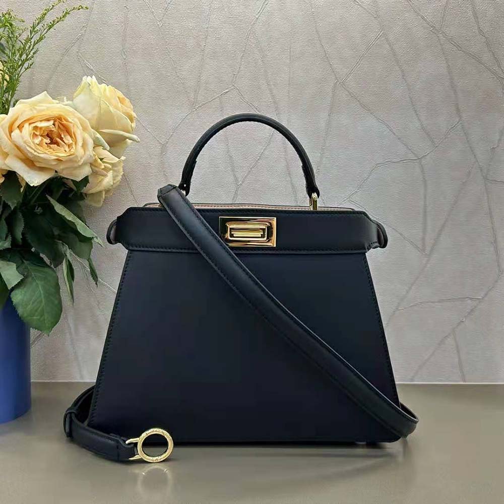 Close-up of gold-tone hardware on Fendi Women Peekaboo ISeeU Petite Small bag