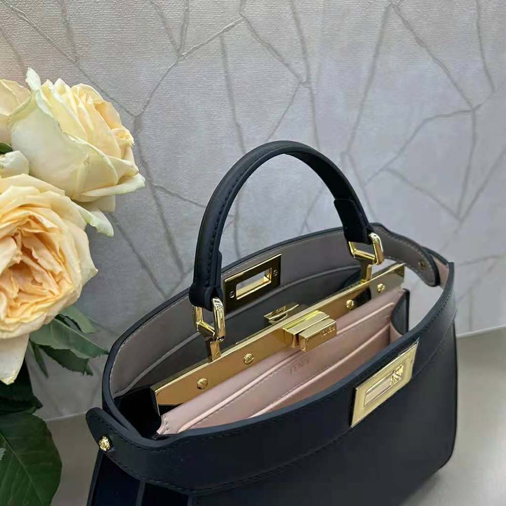 Fendi Women Peekaboo ISeeU Petite Small Black Padded Nappa Leather Bag - image 8