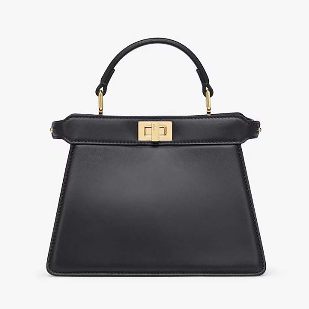 Front view of Fendi Women Peekaboo ISeeU Petite Small Black Padded Nappa Leather Bag