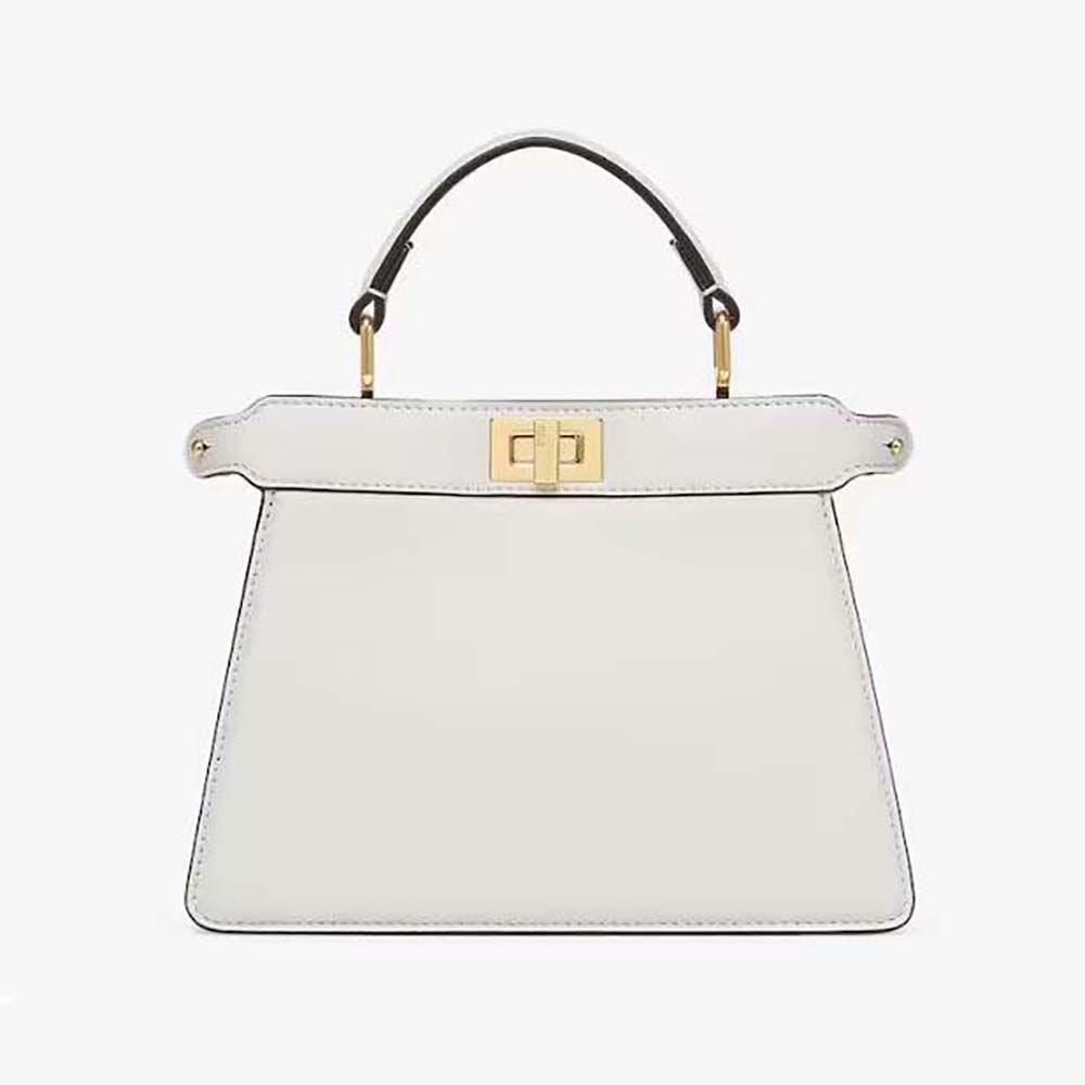 Fendi Women Peekaboo ISeeU Petite White Padded Nappa Leather Bag