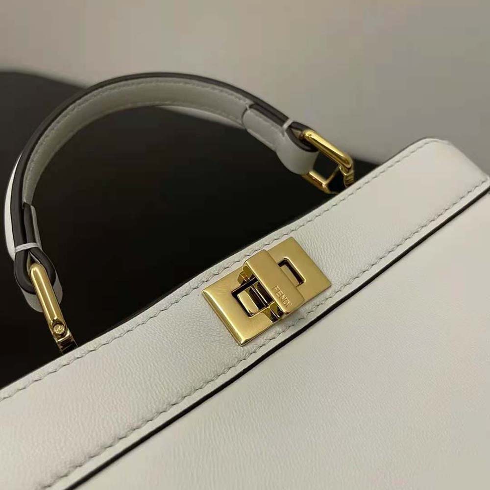 Fendi Women Peekaboo ISeeU Petite White Padded Nappa Leather Bag - image 9
