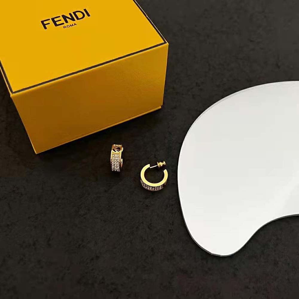 Fendi Women Small Hoop Earrings with F is Fendi Motif Gold-coloured - image 7