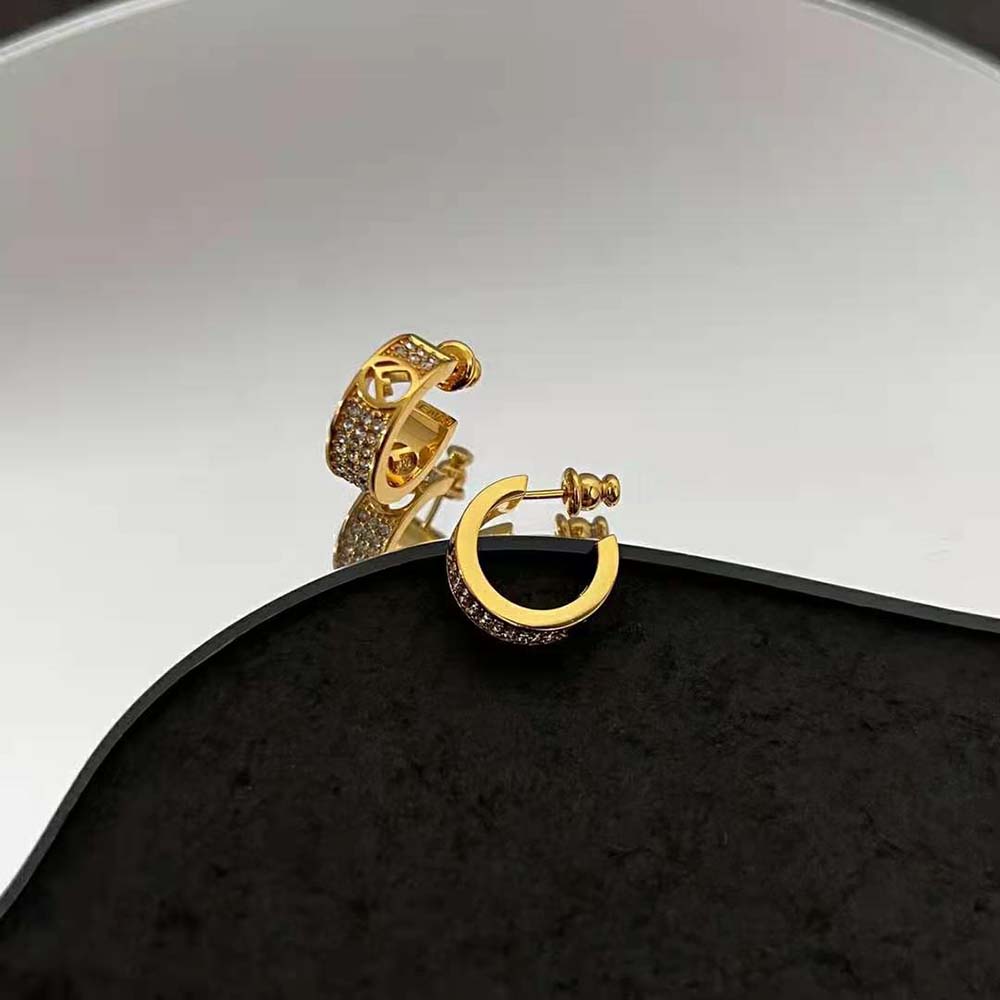 Fendi Women Small Hoop Earrings with F is Fendi Motif Gold-coloured - image 6