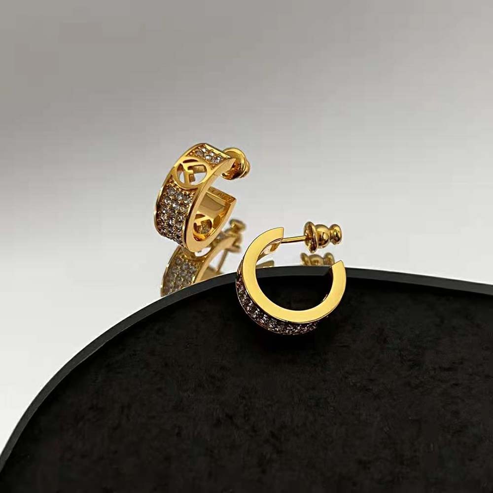 Fendi Women Small Hoop Earrings with F is Fendi Motif Gold-coloured - image 4