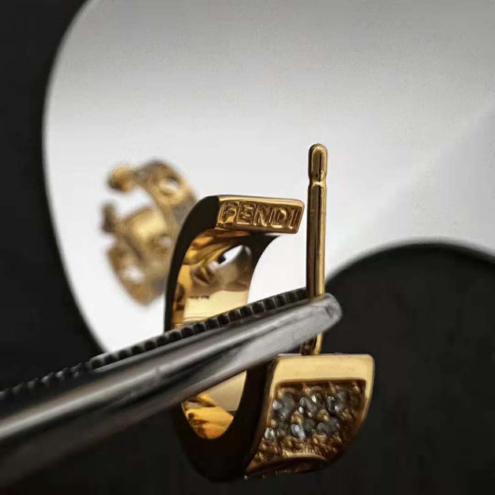 Fendi Women Small Hoop Earrings with F is Fendi Motif Gold-coloured - image 8