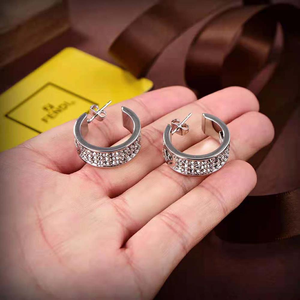 Fendi Women Small Hoop Earrings with F is Fendi Motif Silver-coloured - image 5