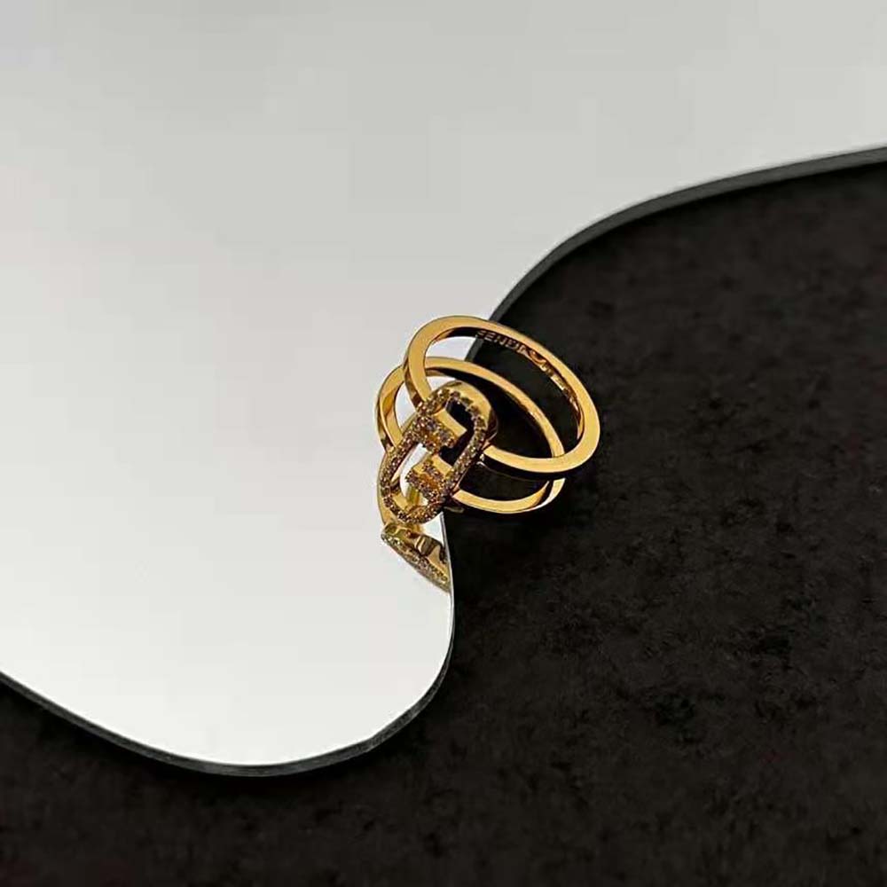 Fendi Women Wide-band Ring with Fendi O’Lock Motif - image 6