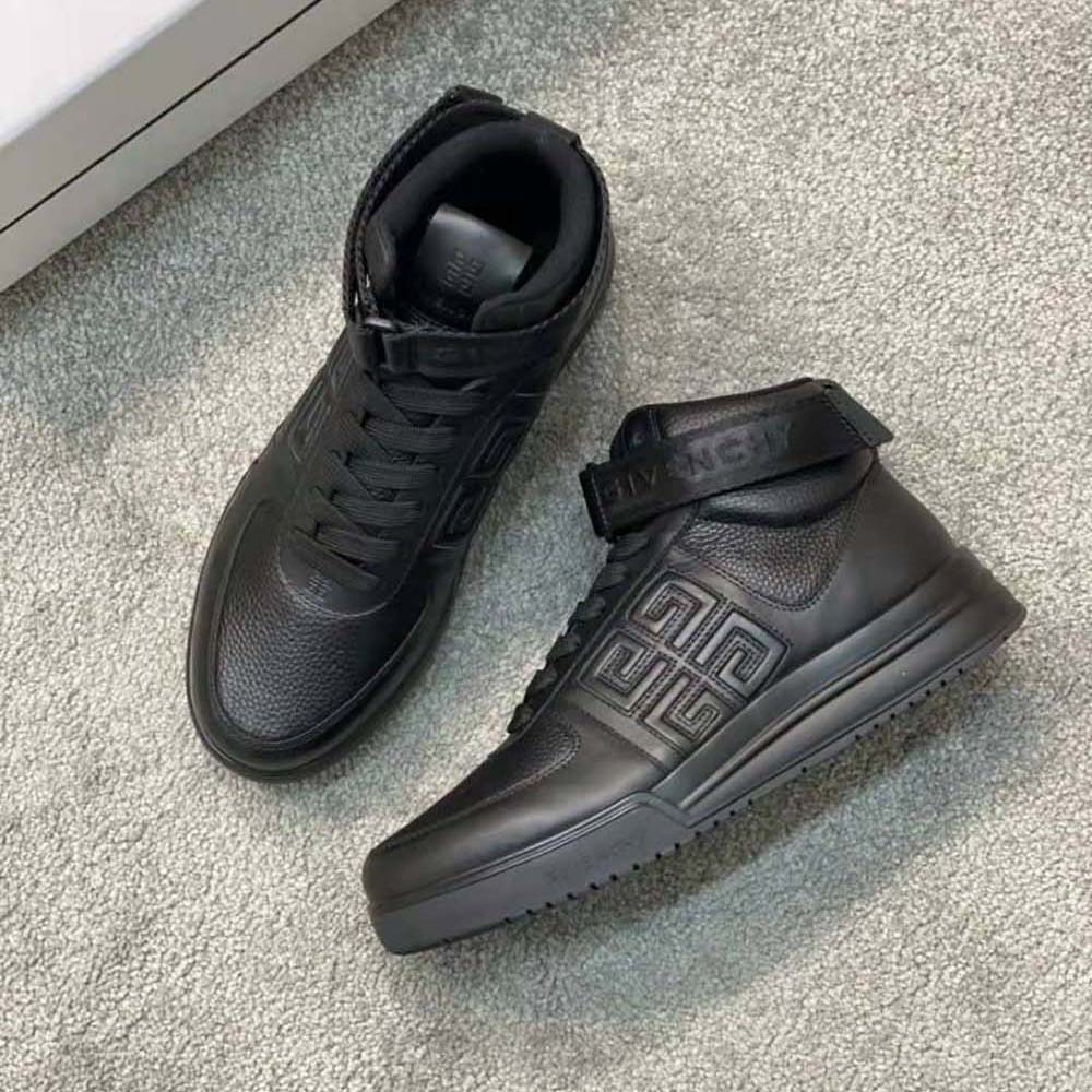 Top angle showing lacing and silhouette of Givenchy Men G4 High Top Sneakers