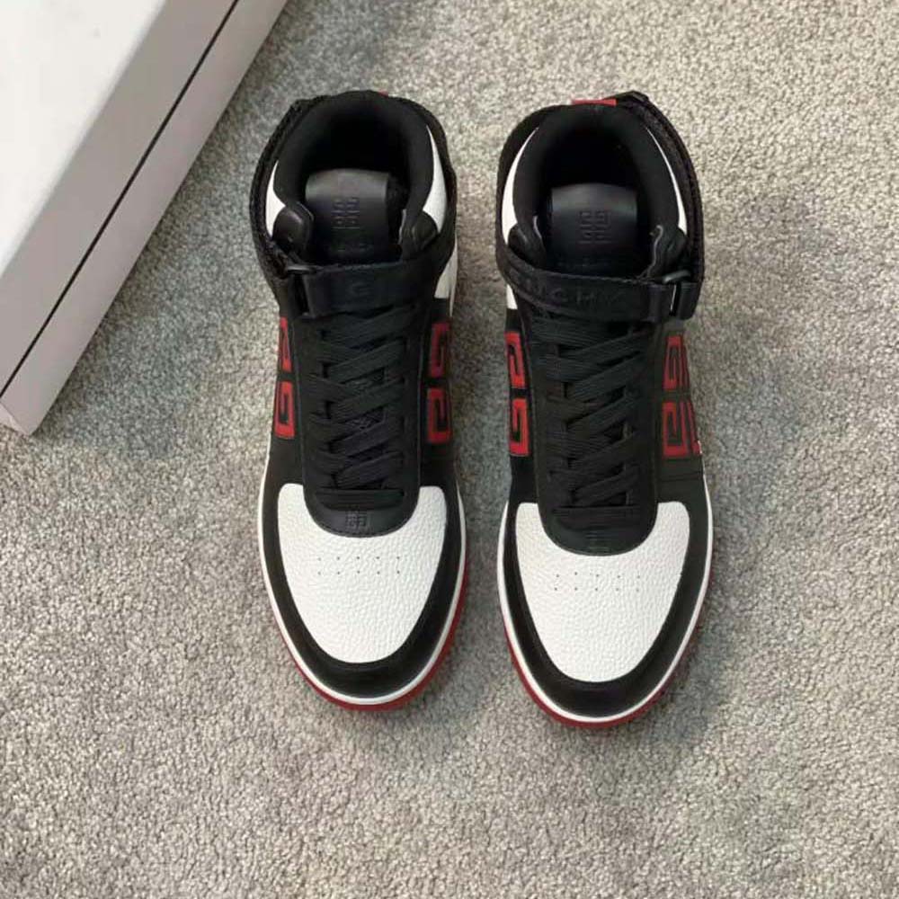 Givenchy Men G4 High Top Sneakers in Leather-Black/White/Red - image 4