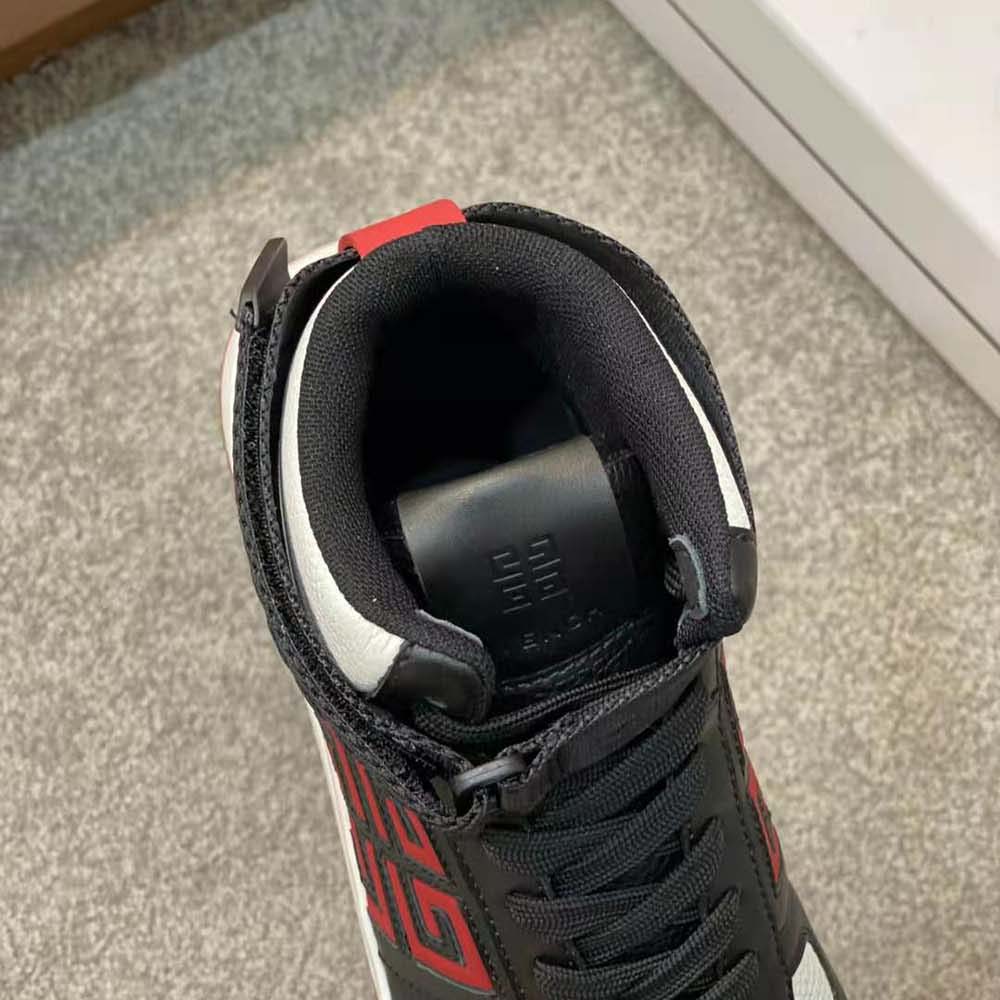 Givenchy Men G4 High Top Sneakers in Leather-Black/White/Red - image 9