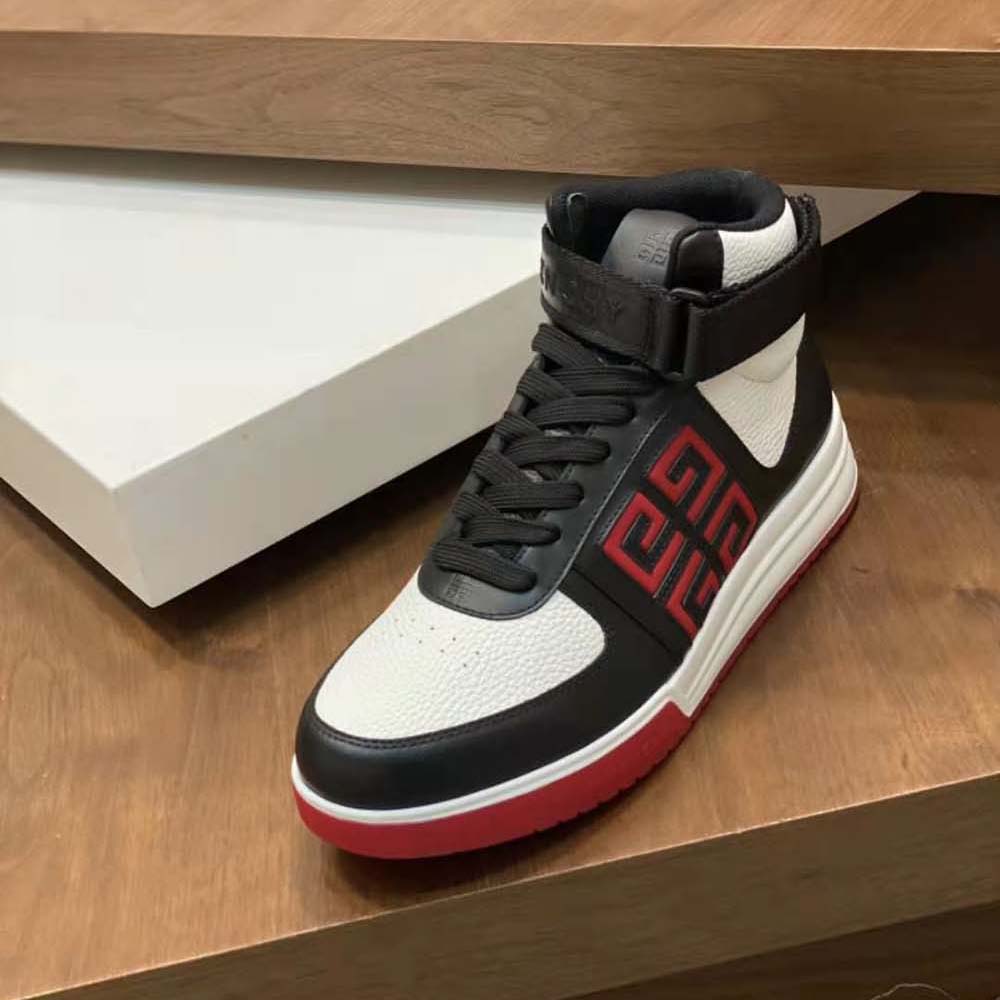 Givenchy Men G4 High Top Sneakers in Leather-Black/White/Red - image 8