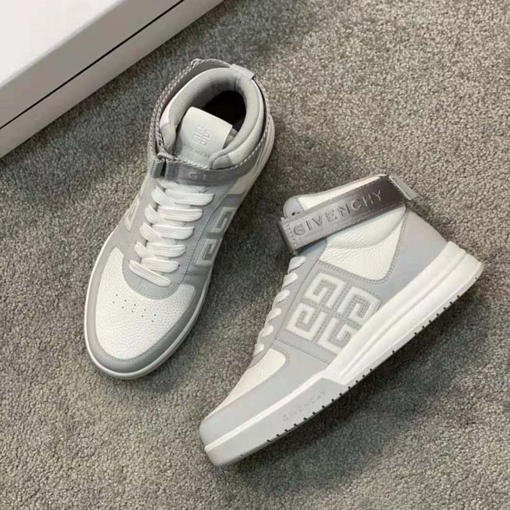 Givenchy Men G4 High Top Sneakers in Leather-Grey/White - image 7