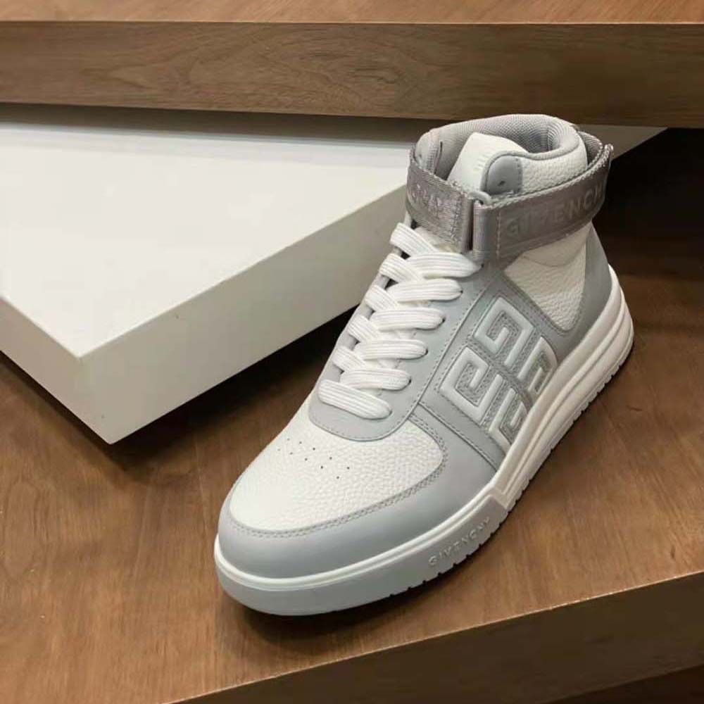 Givenchy Men G4 High Top Sneakers in Leather-Grey/White - image 6