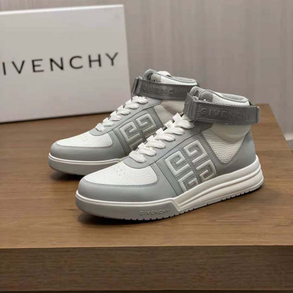 Givenchy Men G4 High Top Sneakers in Leather-Grey/White - image 5