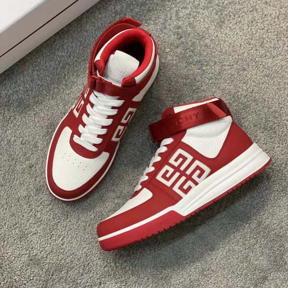 Givenchy Men G4 High Top Sneakers in Leather-Red/White - image 6