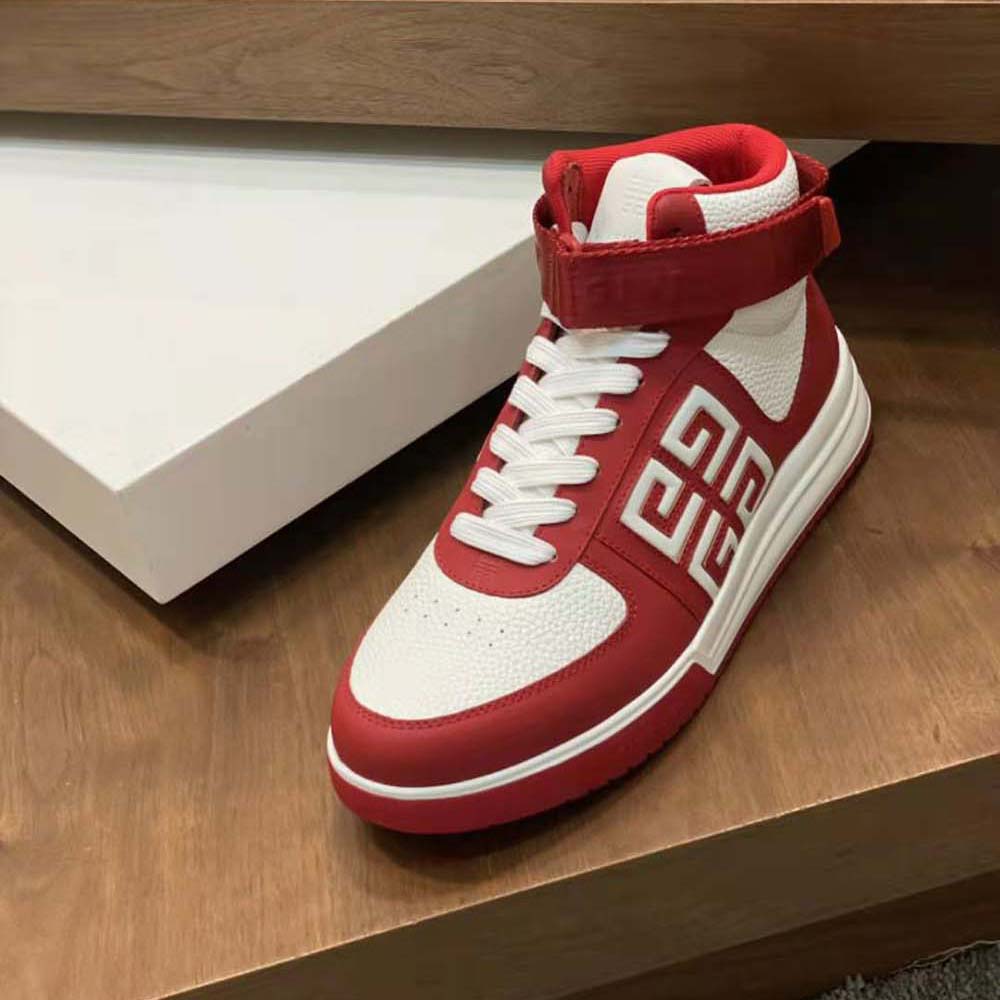 Givenchy Men G4 High Top Sneakers in Leather-Red/White - image 7