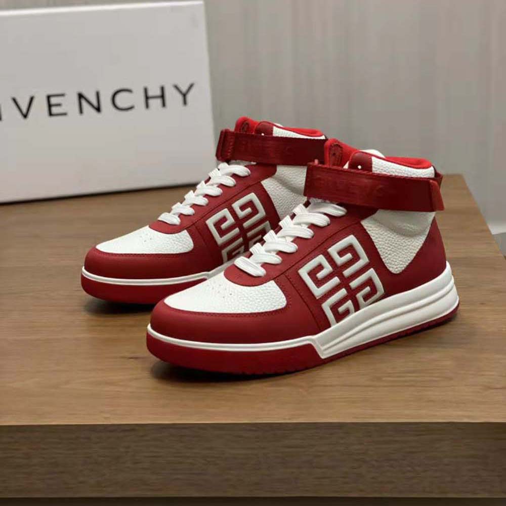 Givenchy Men G4 High Top Sneakers in Leather-Red/White - image 5