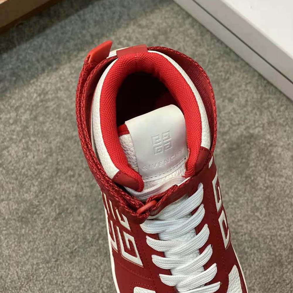 Givenchy Men G4 High Top Sneakers in Leather-Red/White - image 9