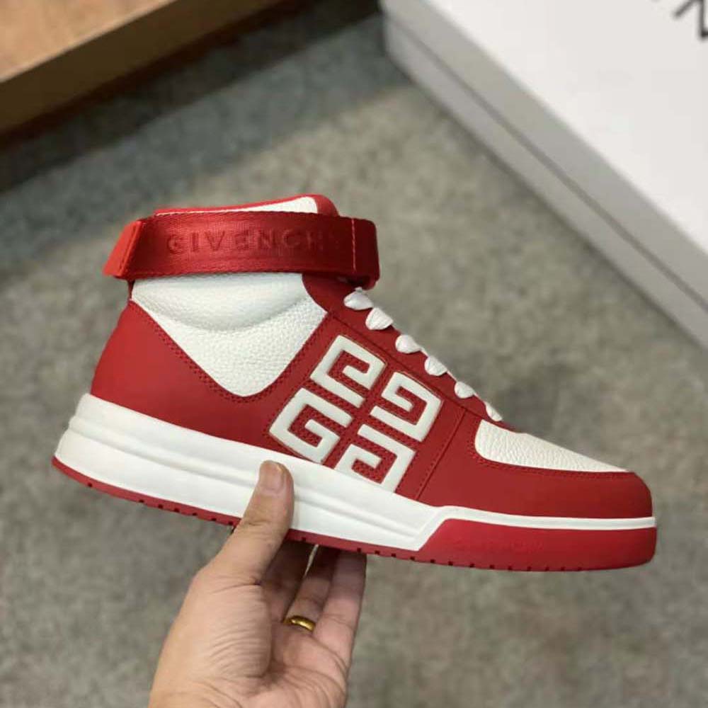 Givenchy Men G4 High Top Sneakers in Leather-Red/White - image 4
