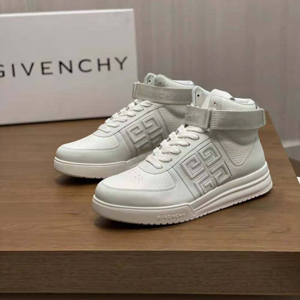 Givenchy Men G4 High Top Sneakers in Leather-White - image 4
