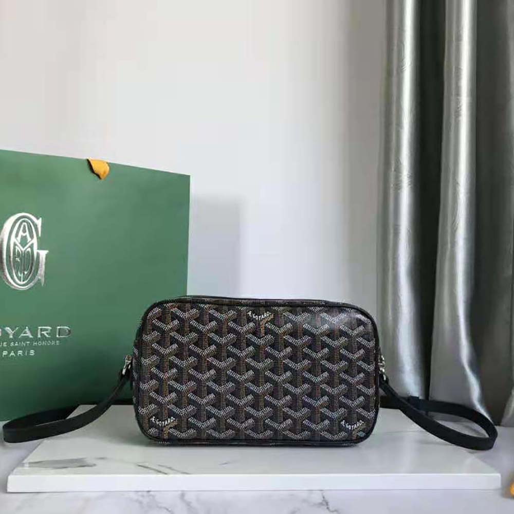 Side profile of Goyard Unisex Cap-vert Pm Bag-Black with adjustable strap