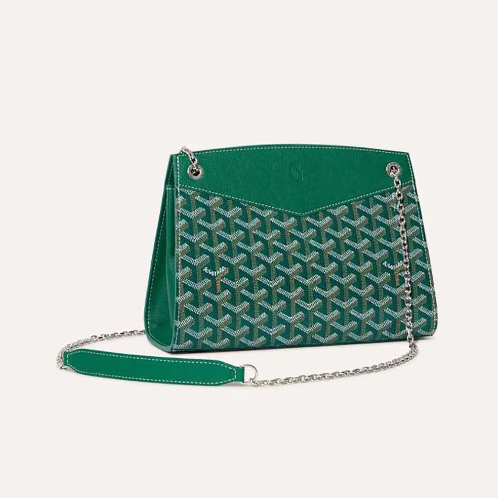 Front view of Goyard Women Rouette Structuré Pm Bag-Green showing signature canvas
