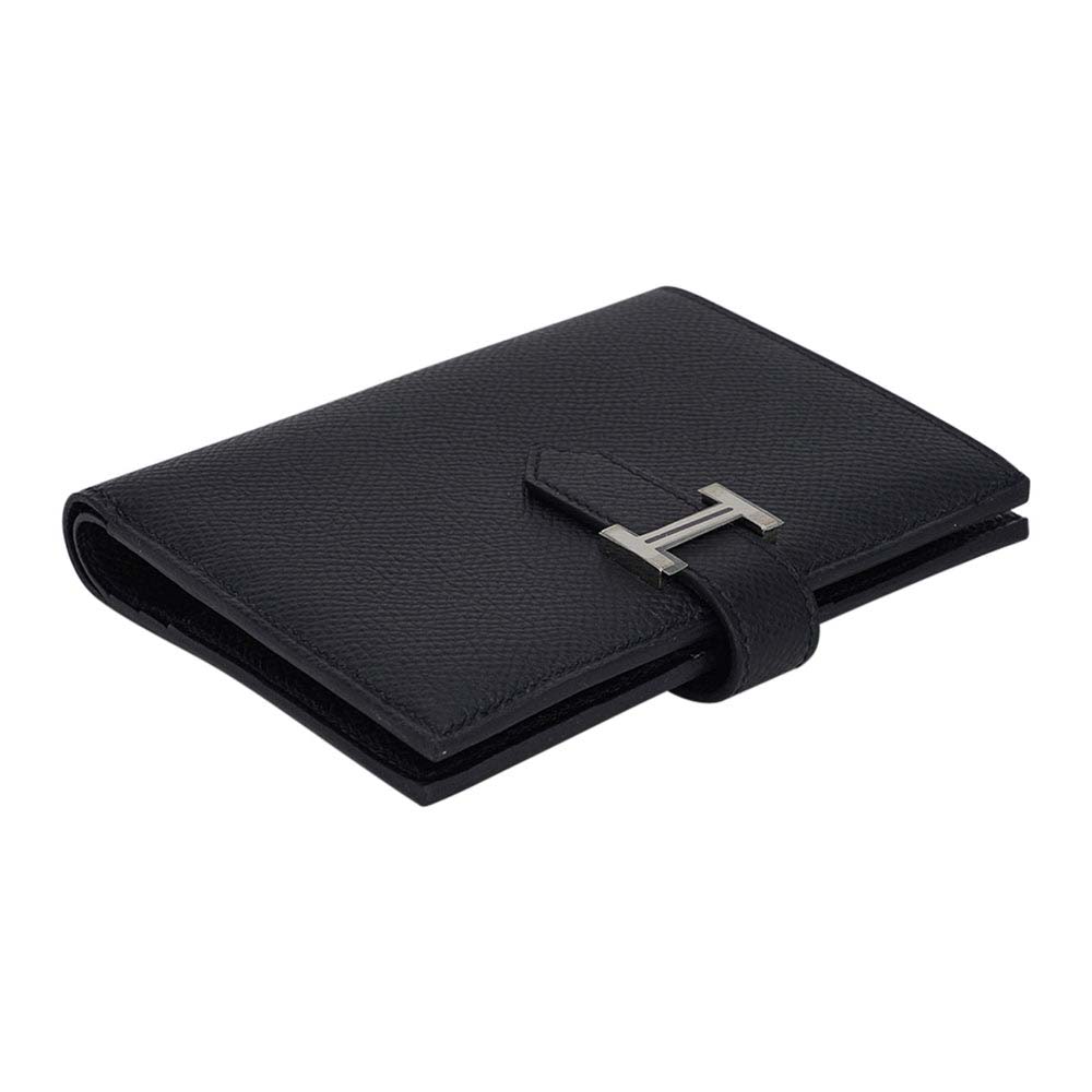 Inside layout showing card slots in Hermes Bearn Compact Wallet Black Epsom