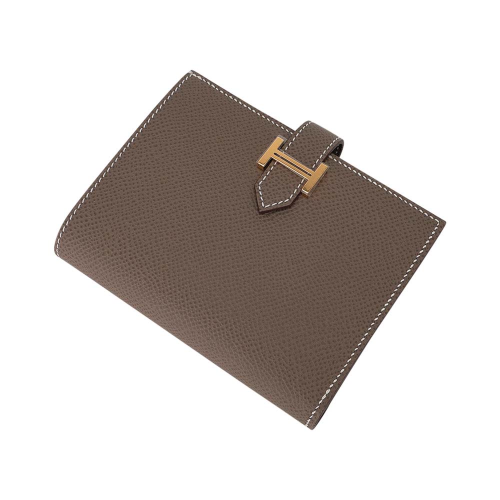 Side profile showing slim silhouette of Hermes Men Bearn Compact Wallet