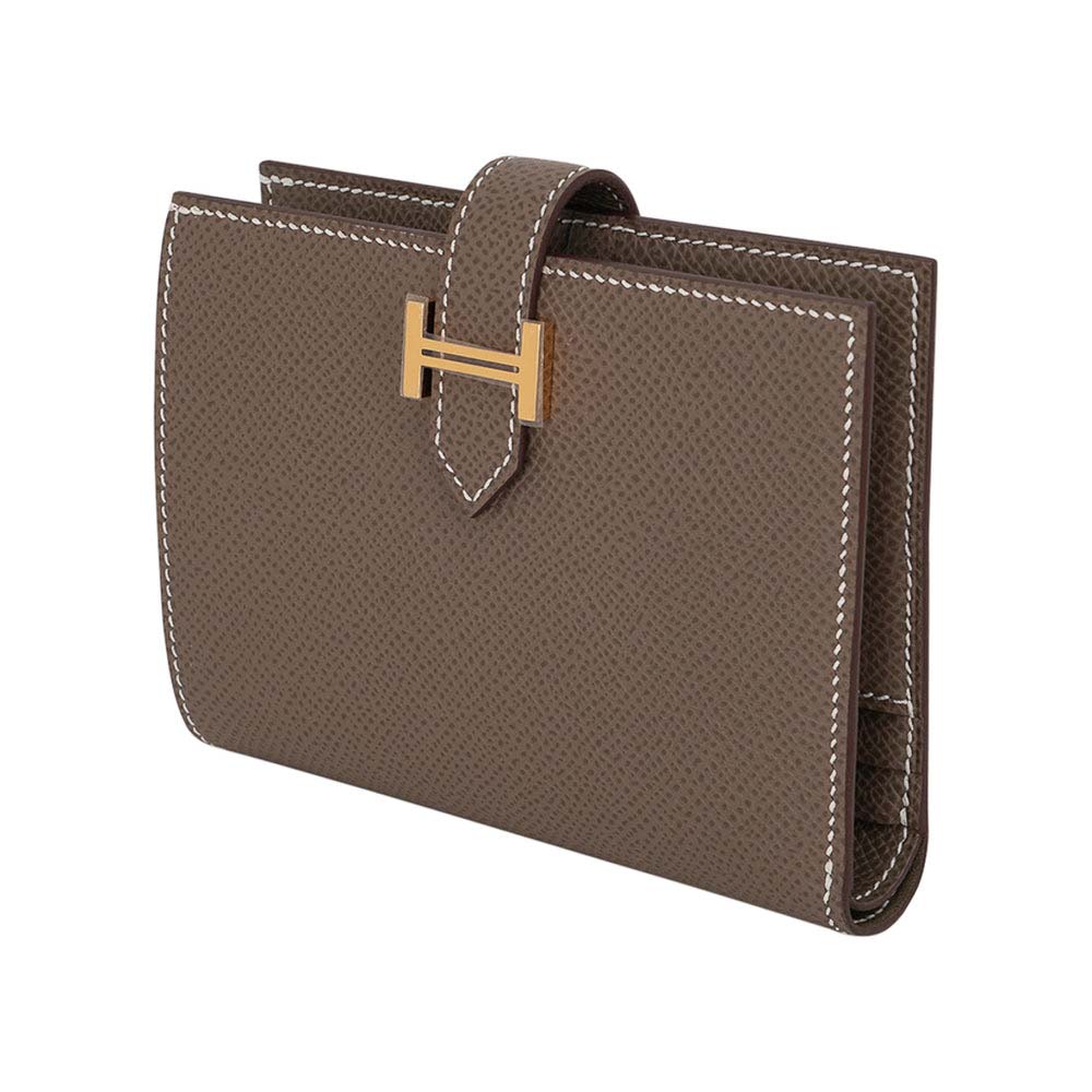Hermes Men Bearn Compact Wallet Etoupe Gold Hardware Epsom Leather - image 5