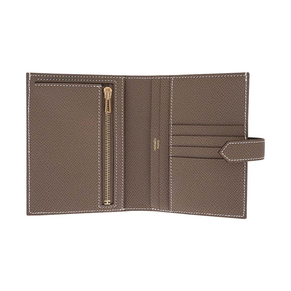 Hermes Men Bearn Compact Wallet Etoupe Gold Hardware Epsom Leather - image 7