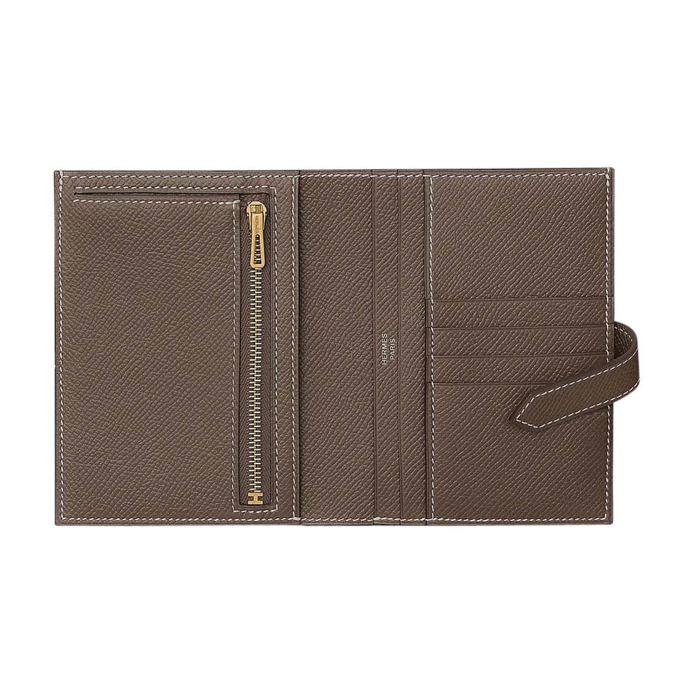 Hermes Men Bearn Compact Wallet Etoupe Gold Hardware Epsom Leather - image 6