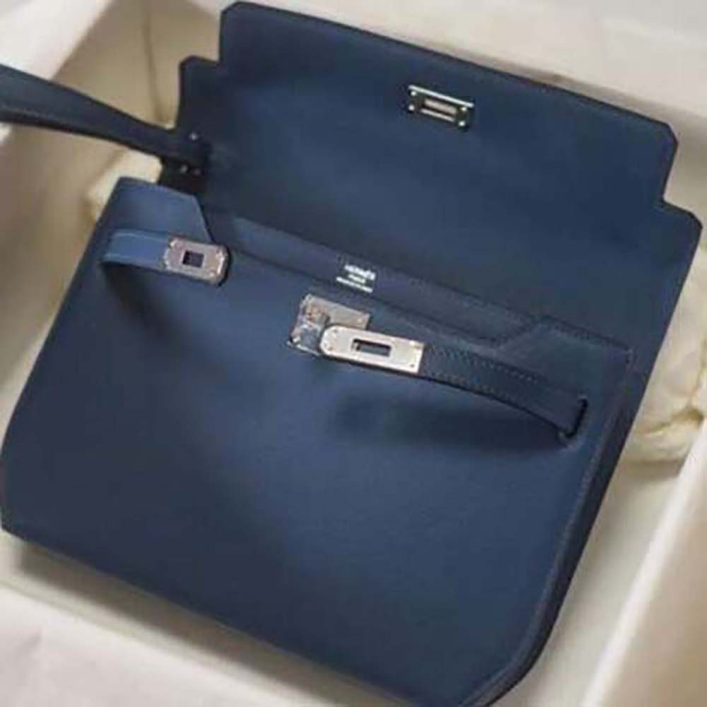 Hermes Men Kelly Depeches 25 Pouch-Navy - image 4
